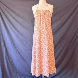 Lily Rose Coral Pink Halter Floral Maxi Dress Cottagecore BOHO 2XL Fairy